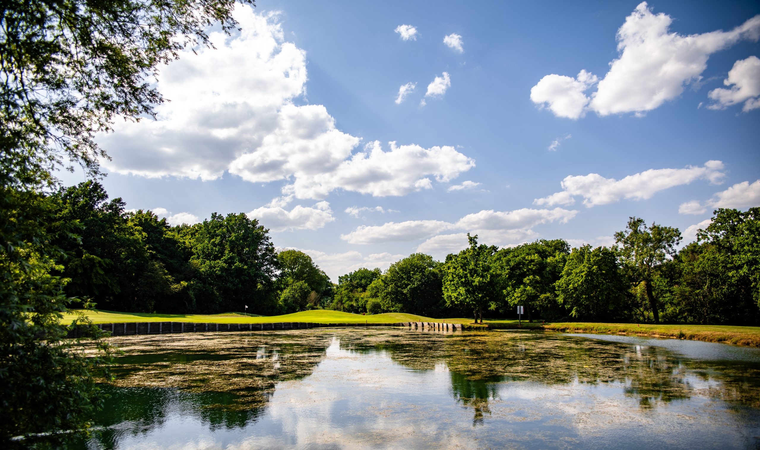 view of Toot Hill golf course across water feature